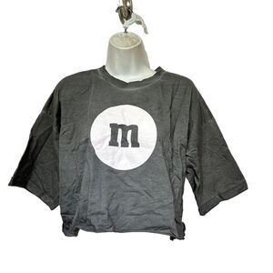 M & M’s World gray crop Top Short Sleeve t-shirt womens Size S